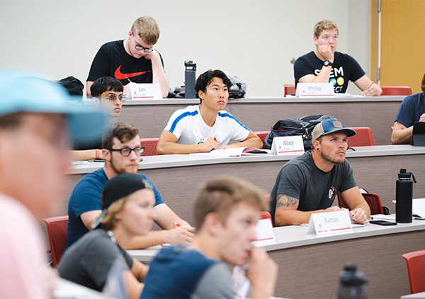 Students sitting in an actuarial science class.