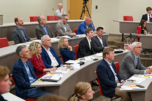 Several executive leaders from Cornhusker Bank attended class in May when the students shared their final presentations.