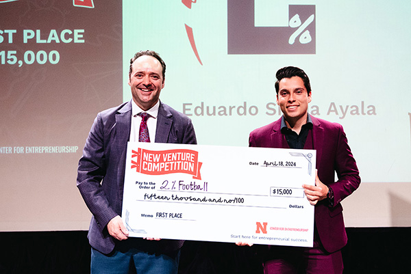Eduardo Sicilia Ayala took first place in the New Venture Competition.  