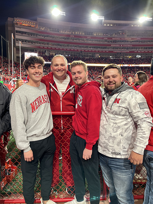 Ethan and friends in Memorial Stadium.