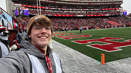 Pogson in memorial stadium on gameday